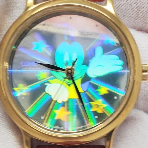Disney X Lorus Mickey Mouse VTG Hologram Red Band Woman\'s Watch